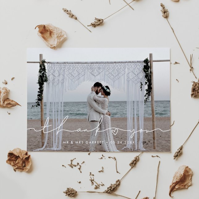 Joli script mariage photo carte de remerciements (Créateur téléchargé)