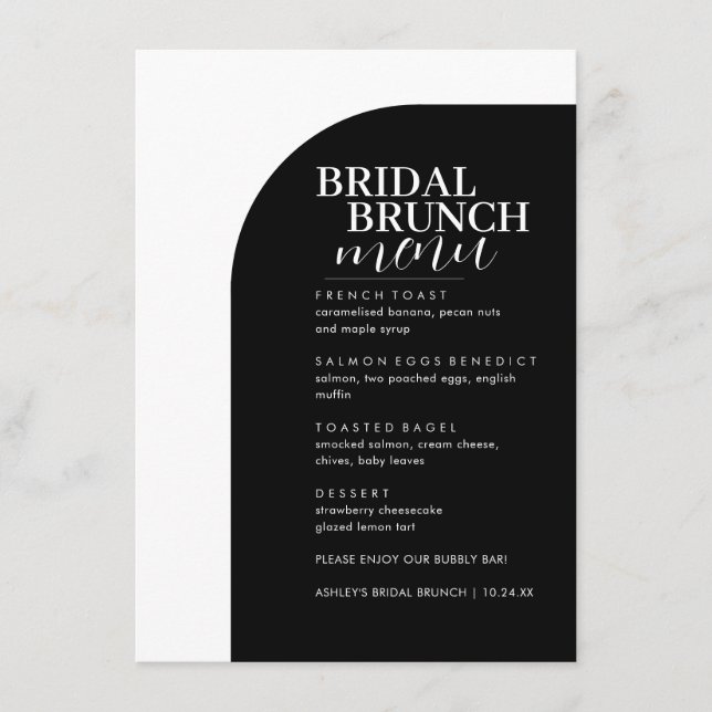 Joli serif texte minima Bridal Brunch Menu (Devant)