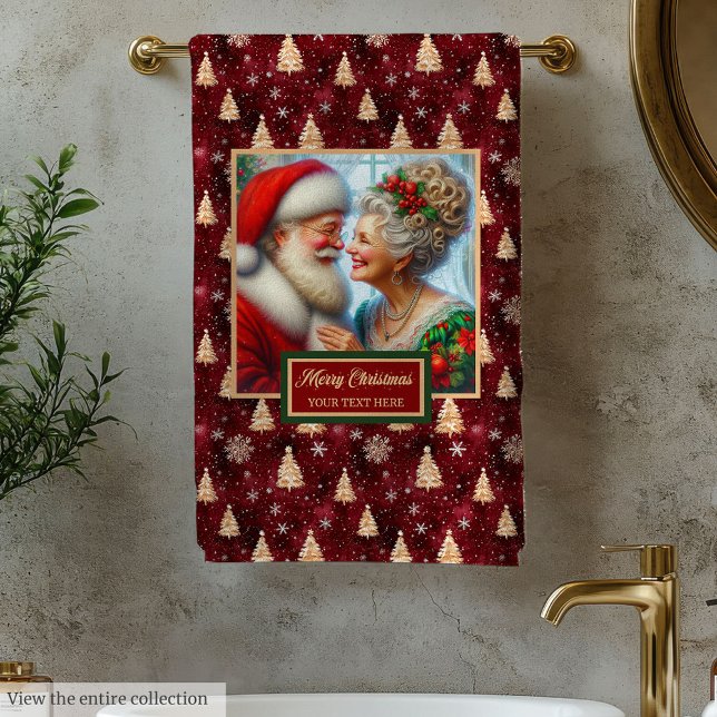 Joli Serviette de bain de Noël Mr et Mme Claus (Pretty Mr. and Mrs. Claus Christmas Bath Towel)