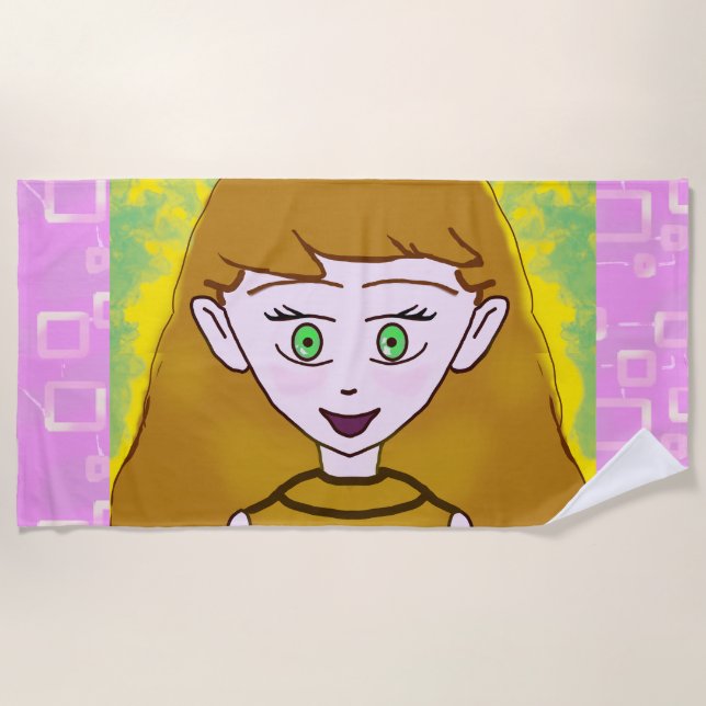 Joli Serviette de plage rose (Devant)