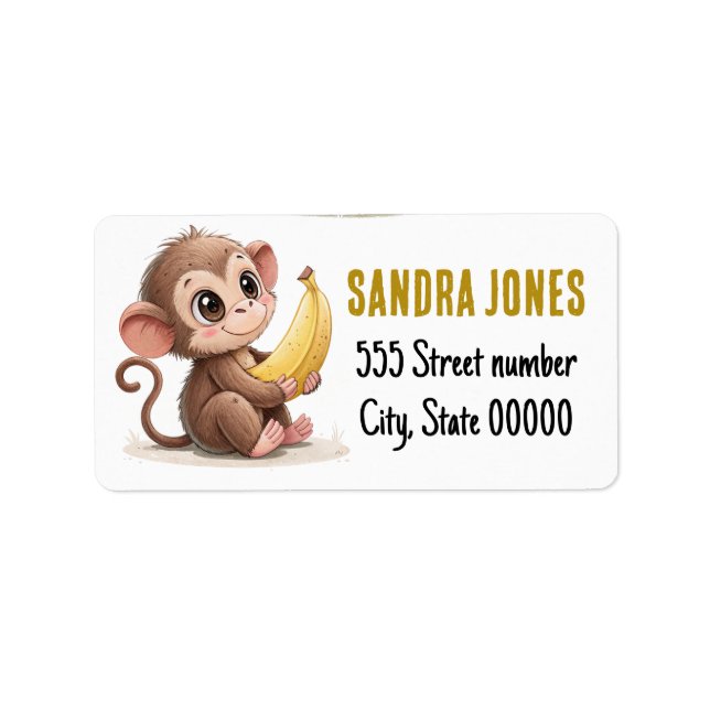 Joli singe étiquette de adresse mignon (Devant)