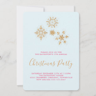 Joli Snowflakes Gold sur Blue, Invitation festif