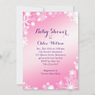 Joli Snowflakes rose Baby shower Invitation