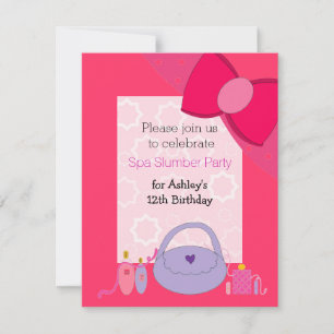 Joli Spa Bow Invitation de fête d'anniversaire