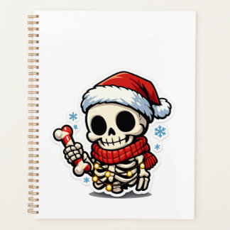Joli squelette de Noël tenant un bonbon canne Kawa