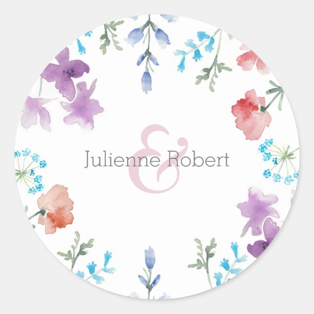 Joli Sticker Mariage Floral Rustique Fleur sauvage (Devant)