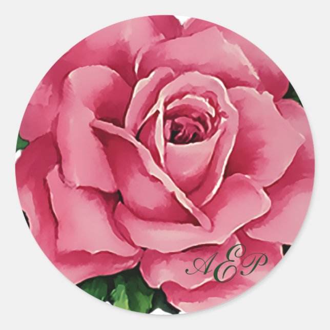 Joli Sticker Rose Floral / Enveloppe Sceau (Devant)