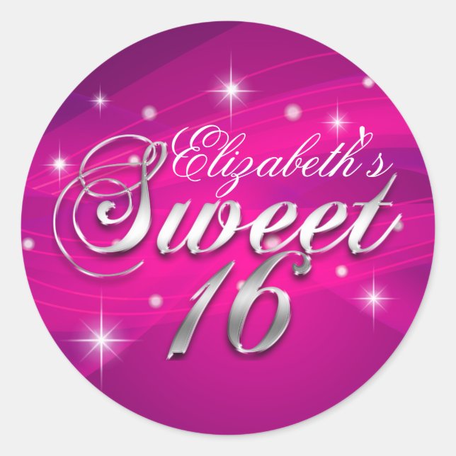 Joli Sticker Sweet sixteen rose chaud (Devant)