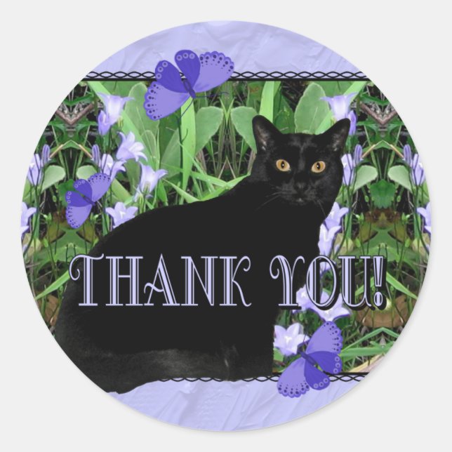 Joli Stickers Fleur sauvage et Merci de chat (Devant)