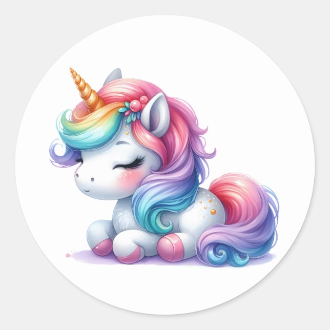 Joli Stickers Unicorne Aquarelle (Devant)