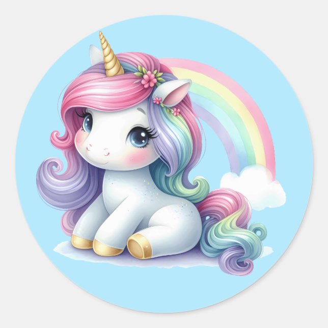 Joli Stickers Unicorne Aquarelle (Devant)