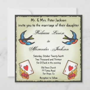 Joli style Faire-part de mariage de tatouage Vegas