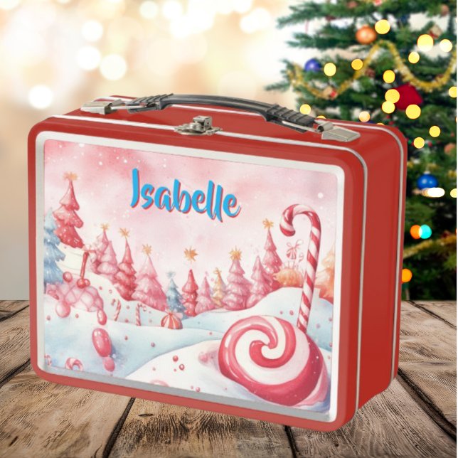 Joli Sucre de canne Enfants Noël Métal Lunchbox (Créateur téléchargé)