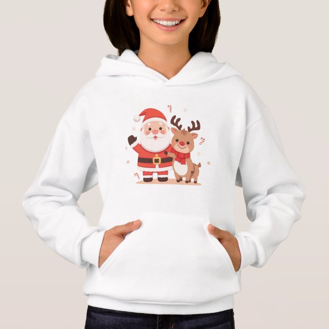 Joli sweat à capuche de Noël pour enfants avec le  (Devant)