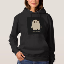 Joli sweat à capuche noir fantôme pastel joyeux Ha