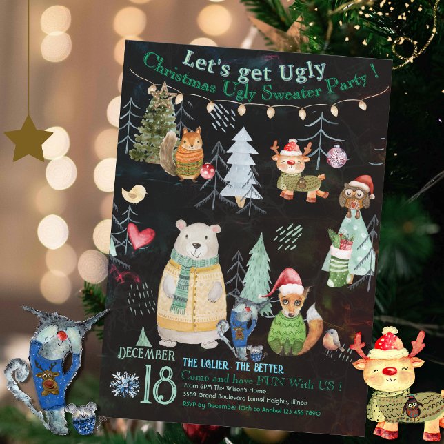 Joli Sweat Sweat Noël Invitation (Cute Ugly Sweater Christmas Party Invitation)