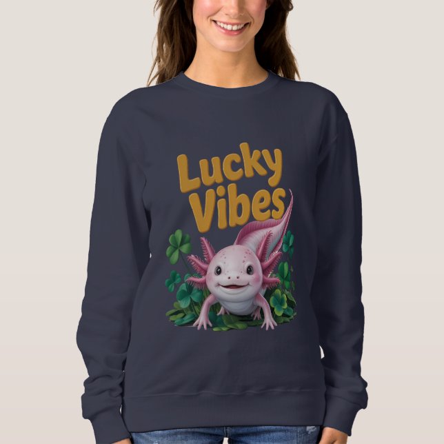 Joli sweatshirt Axolotl Vibes Chanceux St. Patrick (Devant)