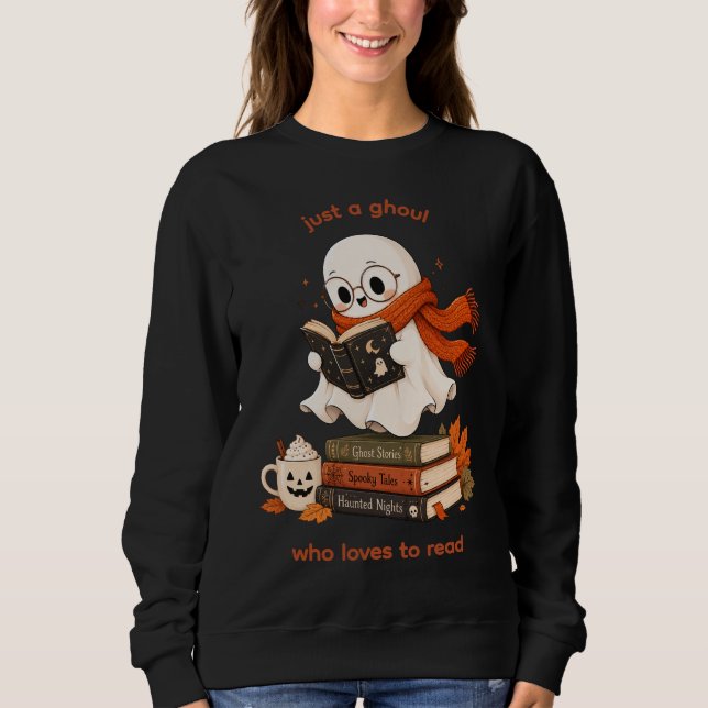 Joli sweatshirt fantôme de lecture marron chocolat (Devant)
