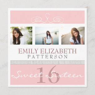 Joli Swirl Photo Collage Sweet 16 Invitation
