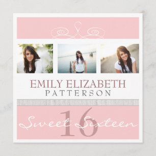 Joli Swirl Photo Collage Sweet 16 Invitation