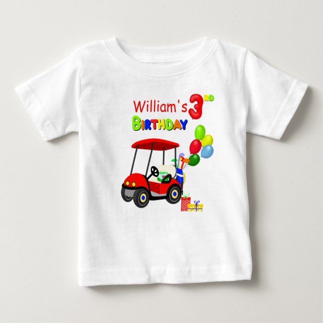 Joli T-Shirt Anniversaire 3 Ans Garçon Golf Cart R (Devant)