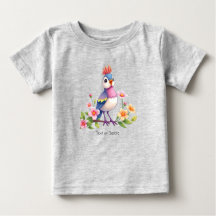 Joli T-shirt bleu rose Oiseau Floral Baby