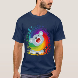 Joli T-shirt caricature arc-en-ciel blanc Lion