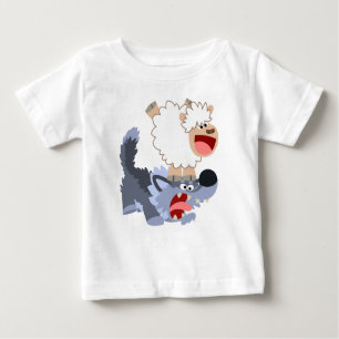 Joli T-shirt caricature mouton et Wolf Baby