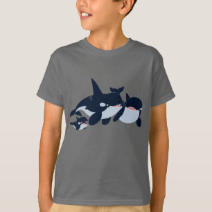 Joli T-shirt Cartoon Orca Famille Enfants