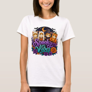 Joli T-Shirt Chat Halloween Vibes Sombres, Adorabl