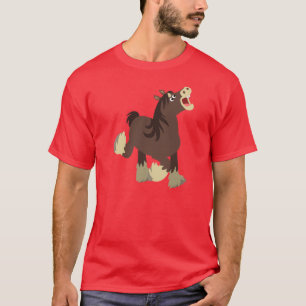 Joli T-Shirt Cheval Exubérant Cartoon Shire