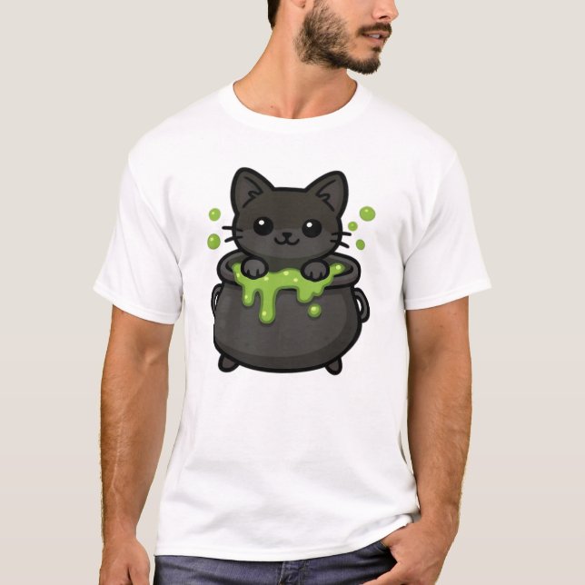 Joli T-Shirt classique chat noir Halloween (Devant)