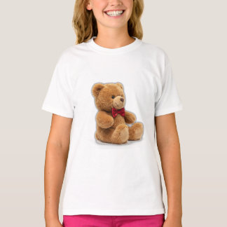 Joli T-Shirt Classique pour Filles avec Ours en Pe