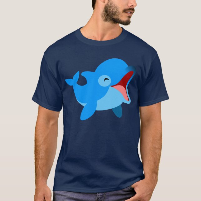 Joli T-shirt Dauphin en caricature de rire (Devant)