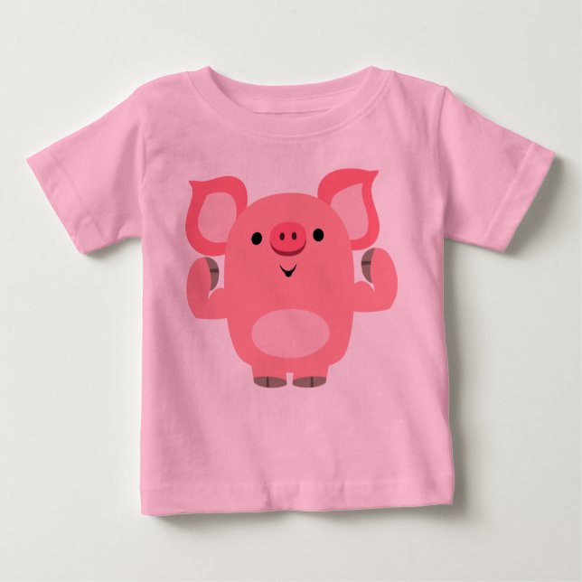 Joli T-shirt de bébé cochon de dessin musclé (Devant)