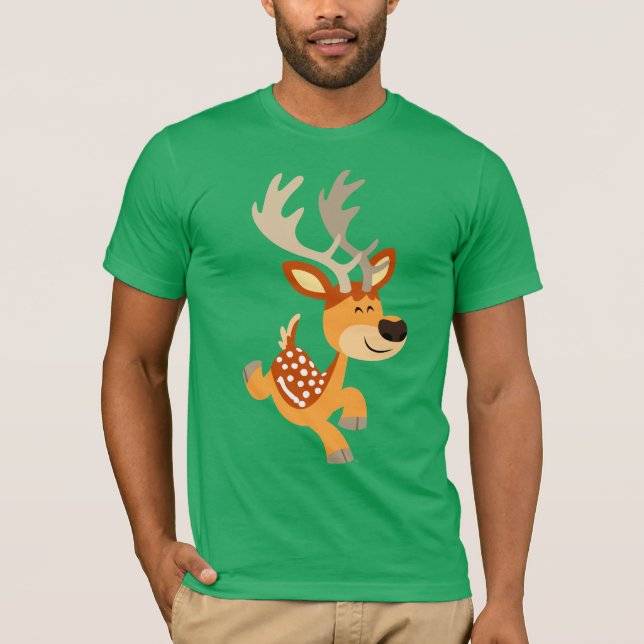Joli T-Shirt de cerf en jachère en caricature (Devant)