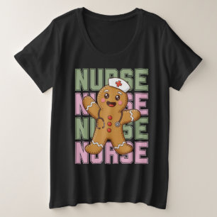 Joli T-Shirt de Noël Infirmière Pain d'Épice