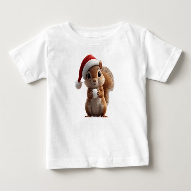 Joli T-Shirt de Noël pour bébé avec un écureuil (Devant)