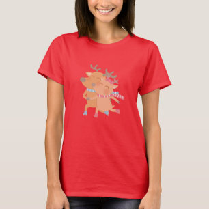 Joli T-shirt de patinage sur glace de rennes d'hiv