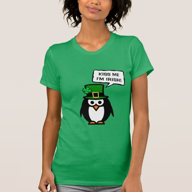 Joli t-shirt de pingouin pour la Saint-Patrick | E (Devant)