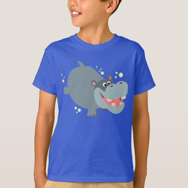 Joli T-shirt Enfants Hippo Natation (Devant)