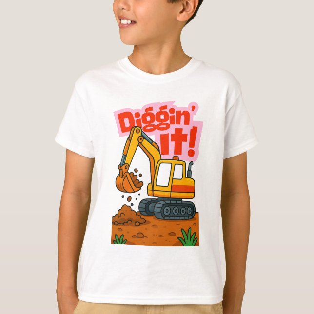 Joli T-shirt Excavator Kids - "Diggin' It!" (Devant)