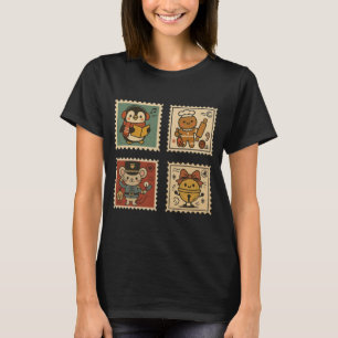 Joli T-Shirt Femme Collage de Timbres de Noël Rétr