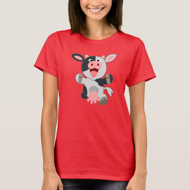 Joli T-shirt Femme de vache Cartoon joyeux (Devant)