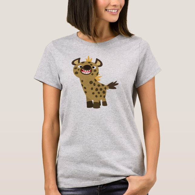Joli T-shirt Femme Hyena Cartoon Souriant (Devant)