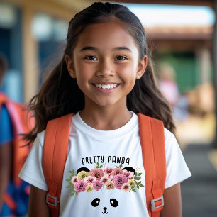 Joli T-Shirt Fille Ours Panda Floral Enfants Migno