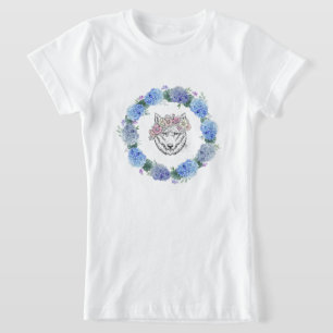 Joli T-shirt Floral Blue Hydrangea Wolf