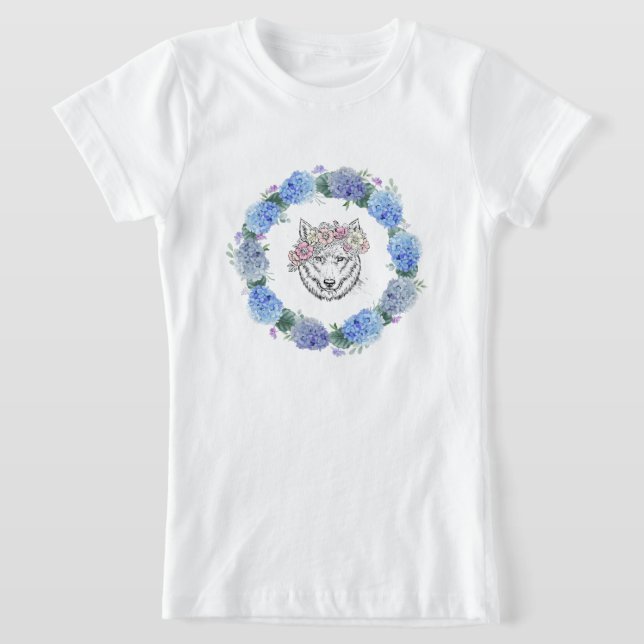 Joli T-shirt Floral Blue Hydrangea Wolf (Poser)