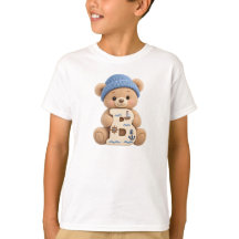 Joli T-Shirt Garçon Marin avec Ourson Lettre Initi