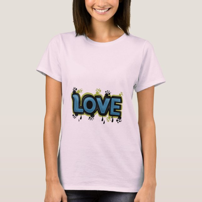 Joli T-Shirt Graffiti LOVE Rose  (Devant)